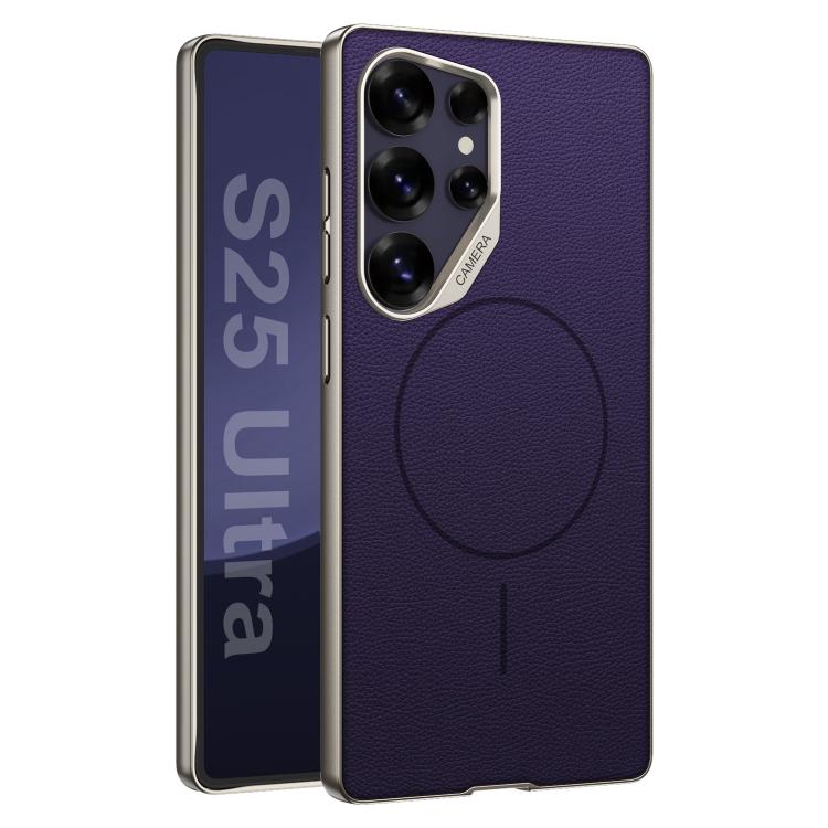 

For Samsung Galaxy S25 Ultra 5G GKK Large Camera Hole Metal Paint Skin Feel Vegan Leather Magnetic Phone Case(Purple)