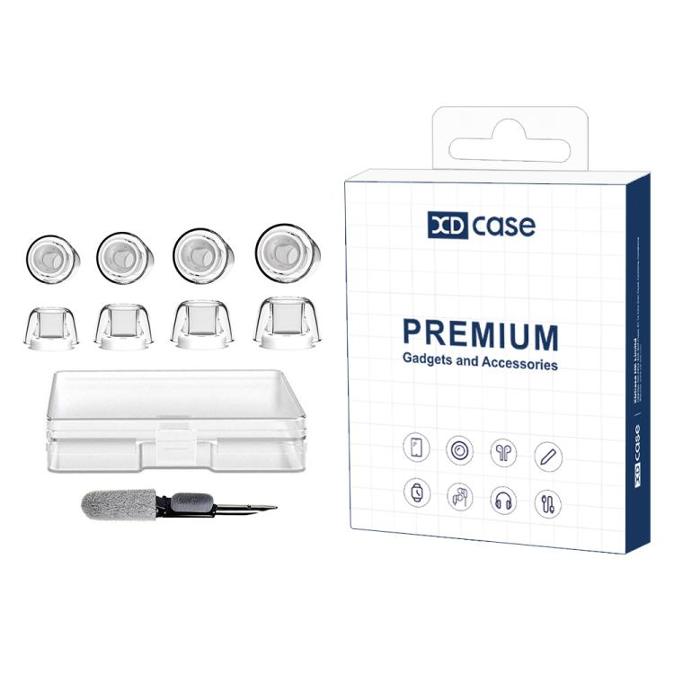 

For AirPods Pro 1 / 2 XDcase 4 Pairs Replacement Liquid Silicone Ear Tips, XS/S/M/L Size, Cleaning Brush Color Random(Transparent)