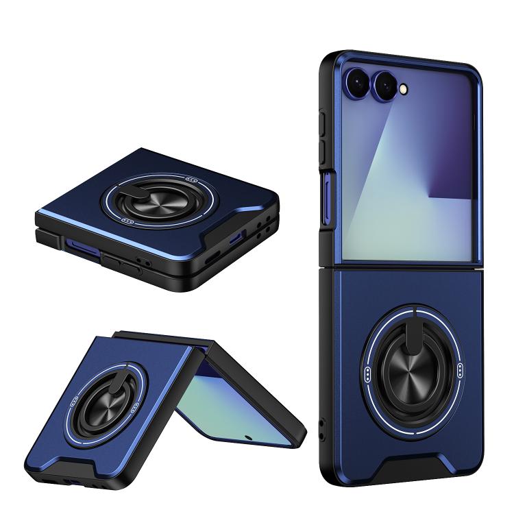 For Galaxy Z Flip7 5G Lens Sliding Window Multifunctional Magnetic Shockproof Phone Case(Royal Blue)