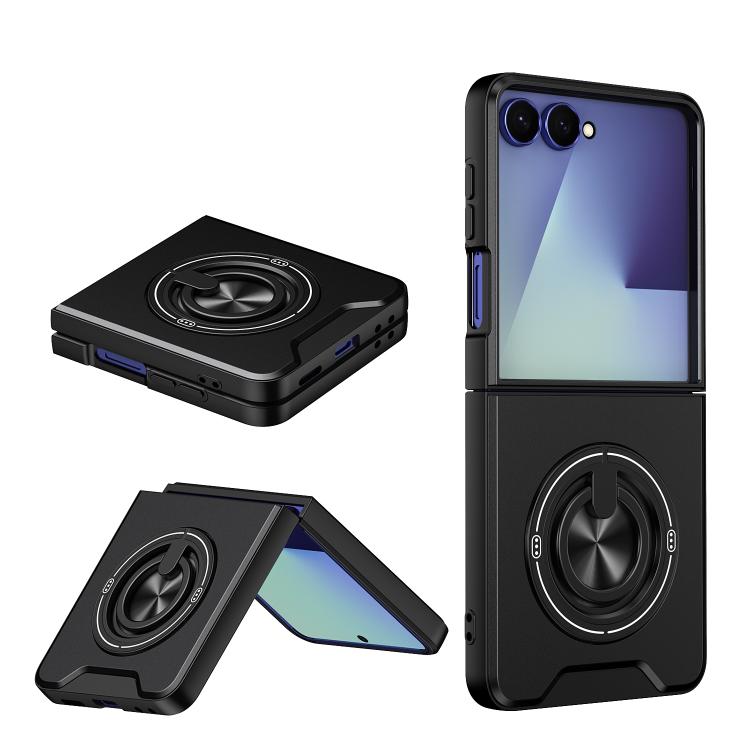 For Galaxy Z Flip7 5G Lens Sliding Window Multifunctional Magnetic Shockproof Phone Case(Black)