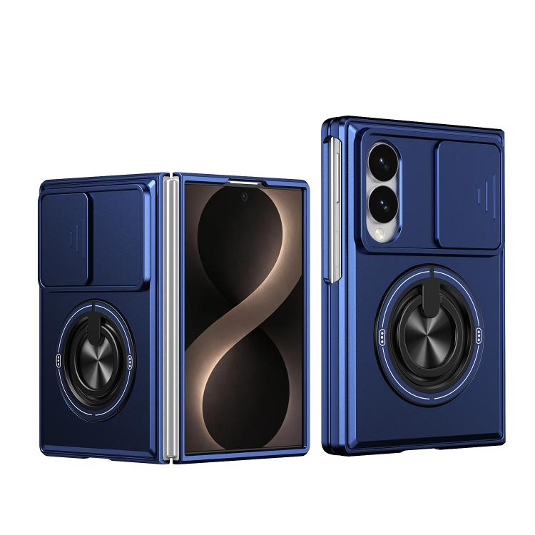 For Galaxy Z Fold8 5G Lens Sliding Window Multifunctional Magnetic Shockproof Phone Case(Royal Blue)