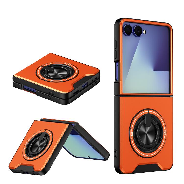For Galaxy Z Flip8 5G Lens Sliding Window Multifunctional Magnetic Shockproof Phone Case(Orange)