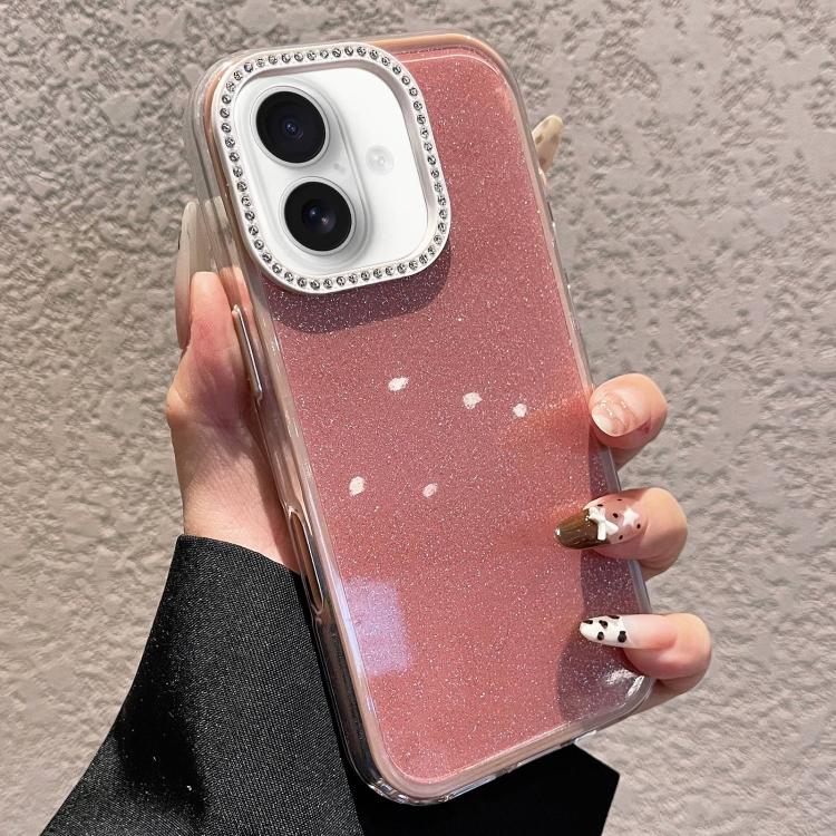 

For iPhone 16 Plus Solid Color Glitter & Rhinestone Design Phone Case(Silver)