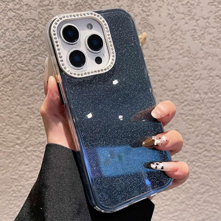 For iPhone 14 Pro Solid Color Glitter & Rhinestone Design Phone Case(Black)
