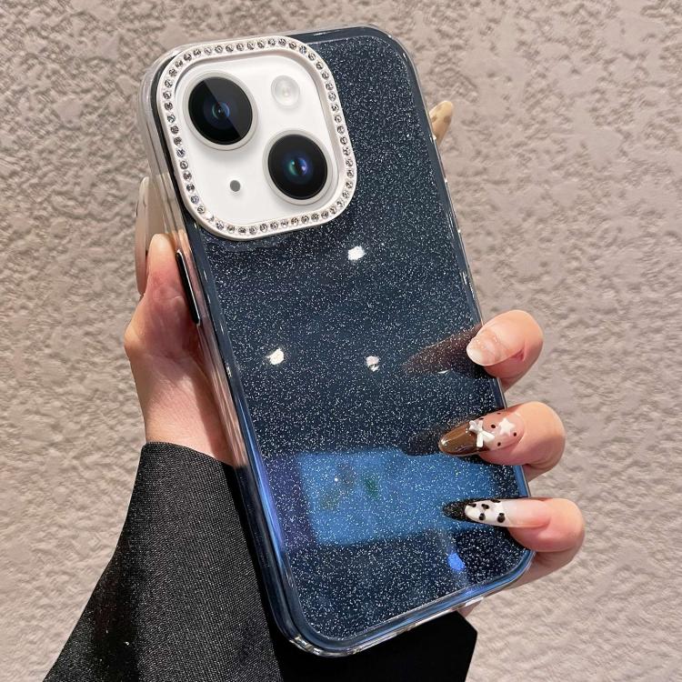 

For iPhone 14 Plus Solid Color Glitter & Rhinestone Design Phone Case(Black)