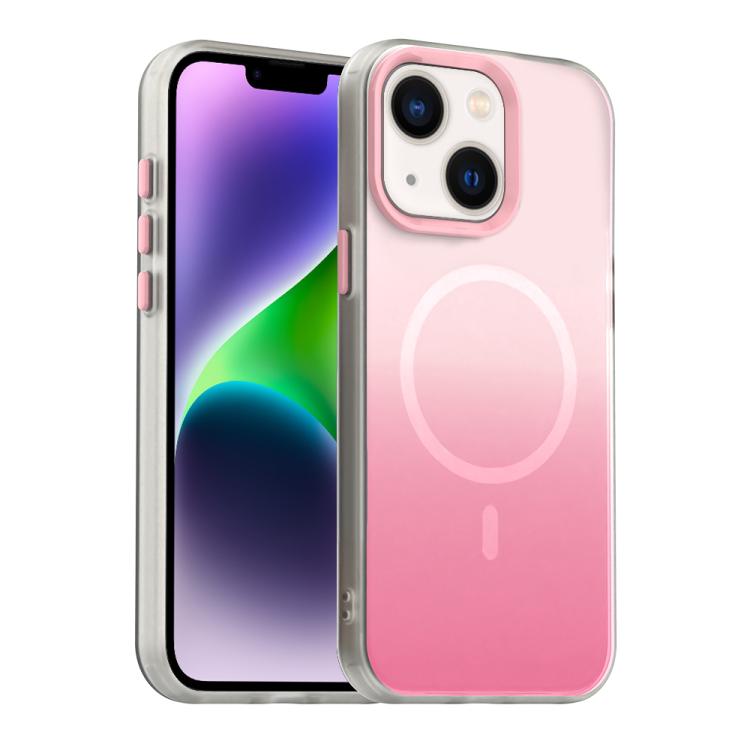

For iPhone 14 Candy Gradient Series 3 in 1 Hybrid Magnetic Phone Case(Pink)
