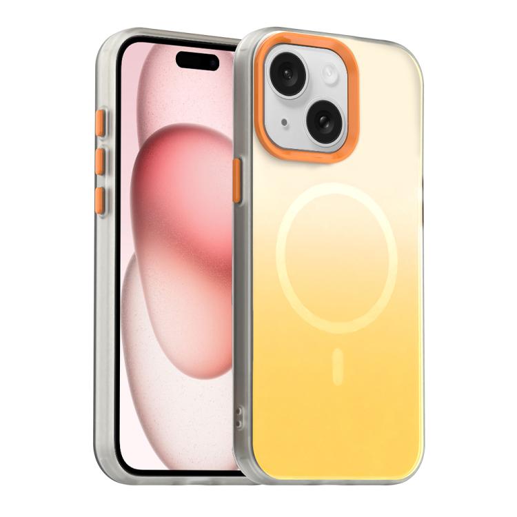 

For iPhone 15 Candy Gradient Series 3 in 1 Hybrid Magnetic Phone Case(Yellow)