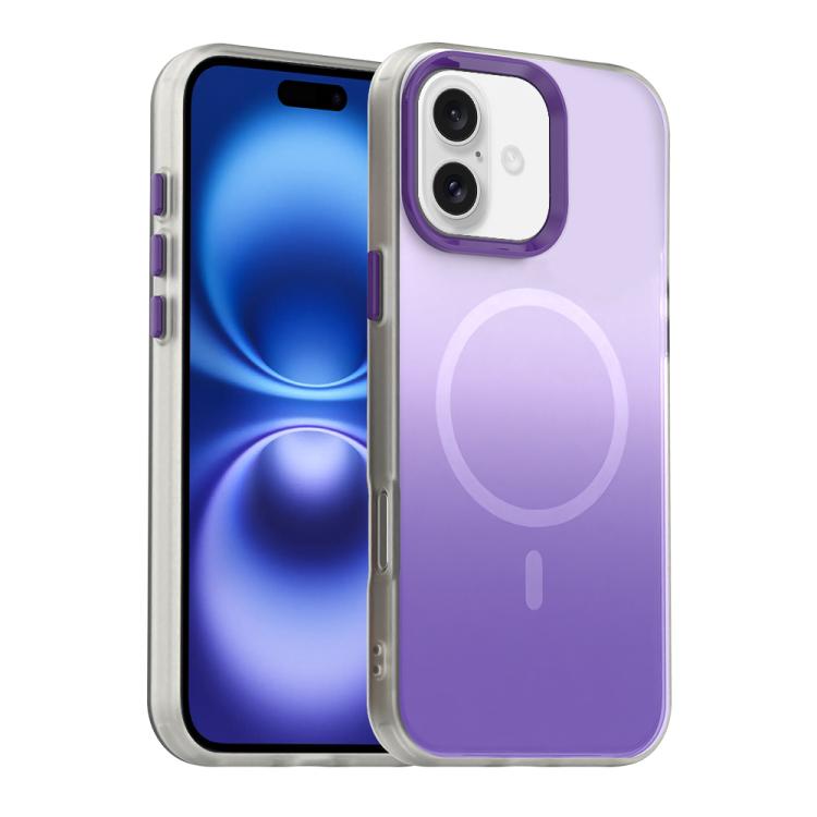 

For iPhone 16 Candy Gradient Series 3 in 1 Hybrid Magnetic Phone Case(Purple)