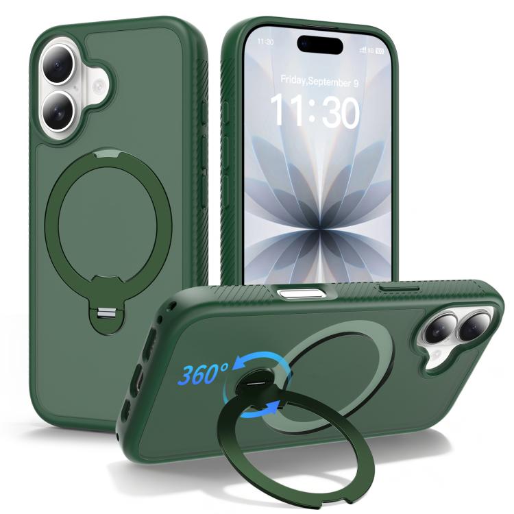 For iPhone 17 Magnetic 360 Rotating Stand Airbag Shockproof Phone Case(Green)