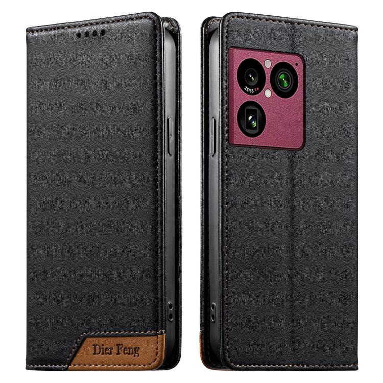 

For Sony Xperia 1 VIII Dierfeng Splicing Strong Magnetic RFID Vegan Leather Phone Case(Black)