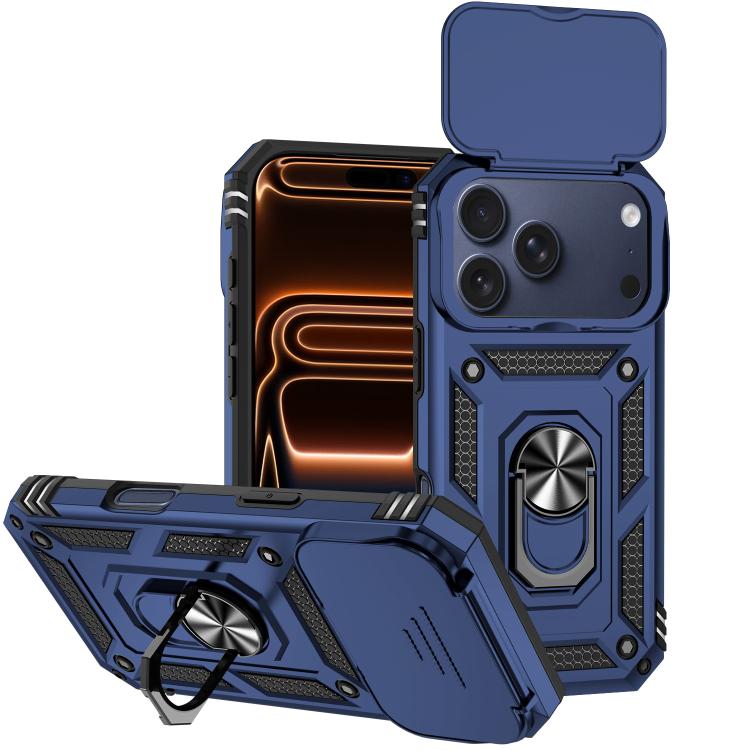 

For iPhone 17 Pro XDcase Sliding Camshield Ring Holder Magnetic Phone Case(Blue)