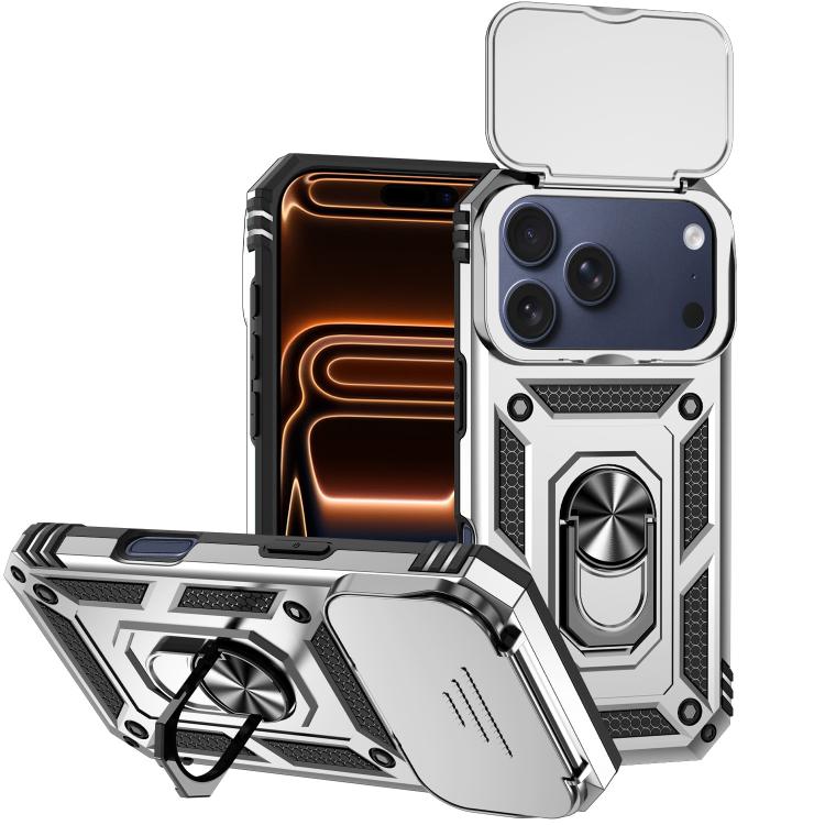For iPhone 17 Pro XDcase Sliding Camshield Ring Holder Magnetic Phone Case(Silver) — купить у Sunsky-online WW