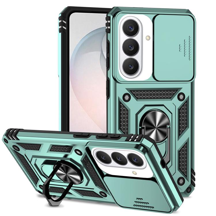 For Samsung Galaxy S26 5G XDcase Sliding Camshield Ring Holder Magnetic Phone Case(Green)