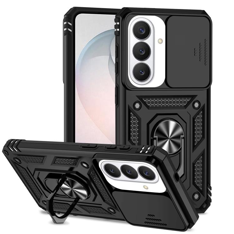 For Samsung Galaxy S26+ 5G XDcase Sliding Camshield Ring Holder Magnetic Phone Case(Black)