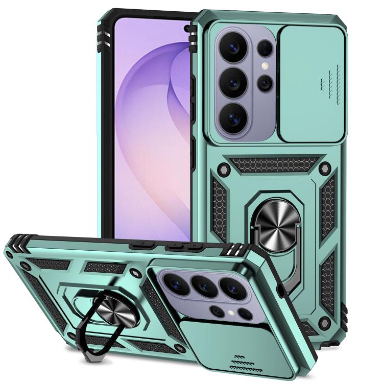 

For Samsung Galaxy S26 Ultra 5G XDcase Sliding Camshield Ring Holder Magnetic Phone Case(Green)