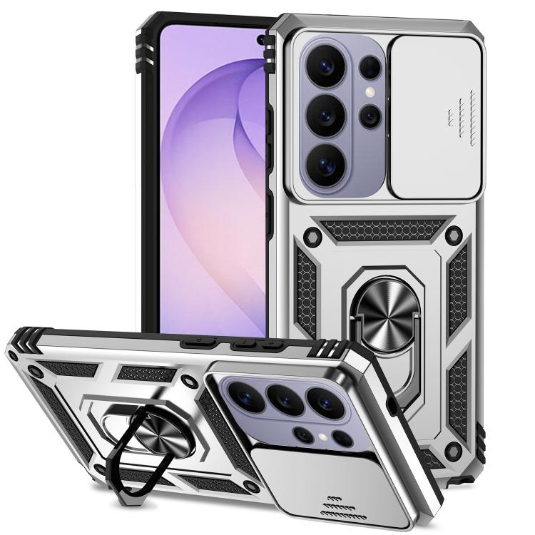 

For Samsung Galaxy S26 Ultra 5G XDcase Sliding Camshield Ring Holder Magnetic Phone Case(Silver)