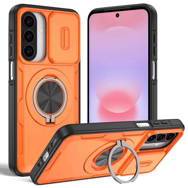 For Galaxy A27 5G / A37 5G Camshield Rotation Holder MagSafe Phone Case(Orange)