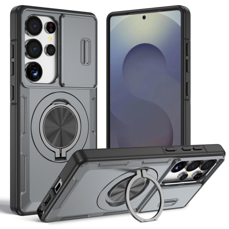 For Galaxy S25 Ultra 5G Camshield Rotation Holder MagSafe Phone Case(Grey) — купить у Sunsky-online WW