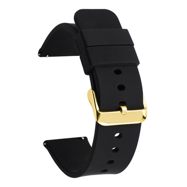 

10mm xDfind Stainless Steel Gold Pin Buckle Solid Color Silicone Waterproof Watch Band(Black)