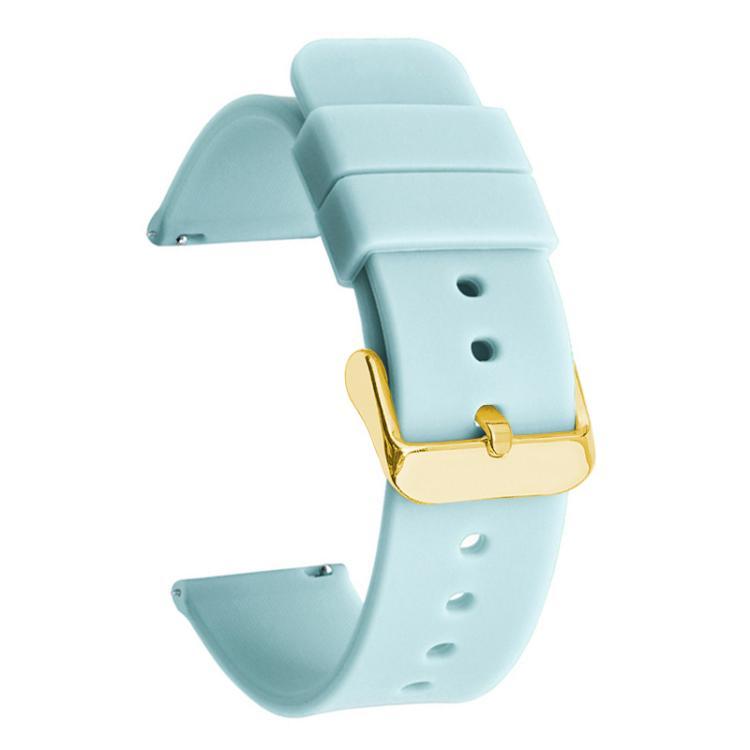 19mm xDfind Stainless Steel Gold Pin Buckle Solid Color Silicone Waterproof Watch Band(Lake Blue)