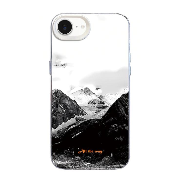 For iPhone 16e / 17e Mountain Pattern Color Silver PC Hybrid TPU Phone Case(Snow Mountain)