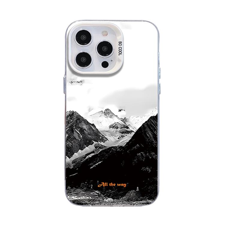 For iPhone 16 Pro Mountain Pattern Color Silver PC Hybrid TPU Phone Case(Snow Mountain)