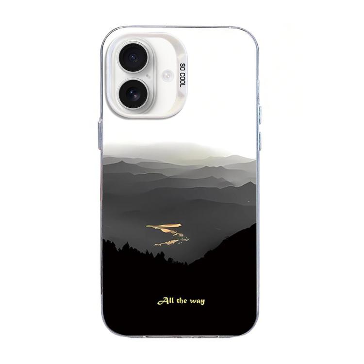 For iPhone 16 Plus Mountain Pattern Color Silver PC Hybrid TPU Phone Case(Mountains and Rivers)