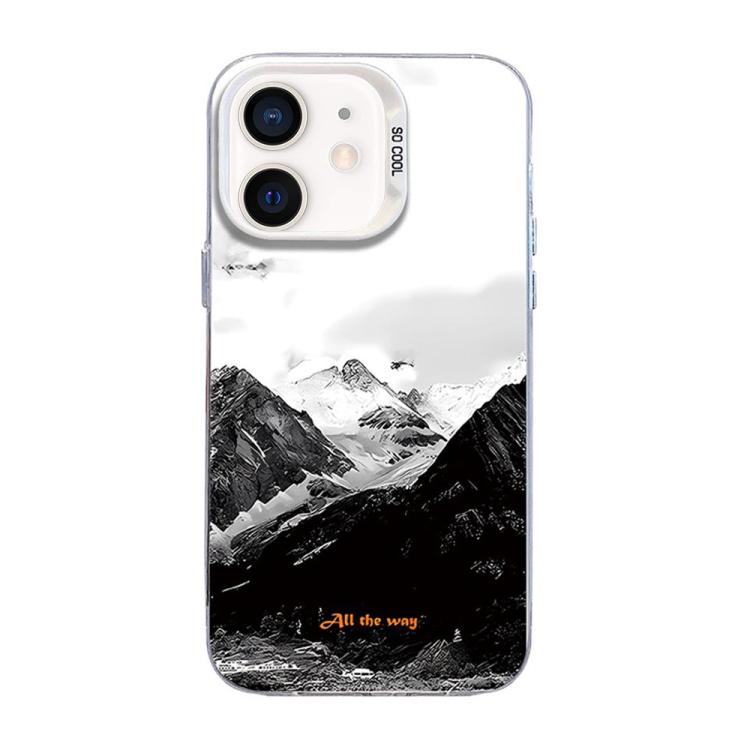 For iPhone 12 mini Mountain Pattern Color Silver PC Hybrid TPU Phone Case(Snow Mountain)