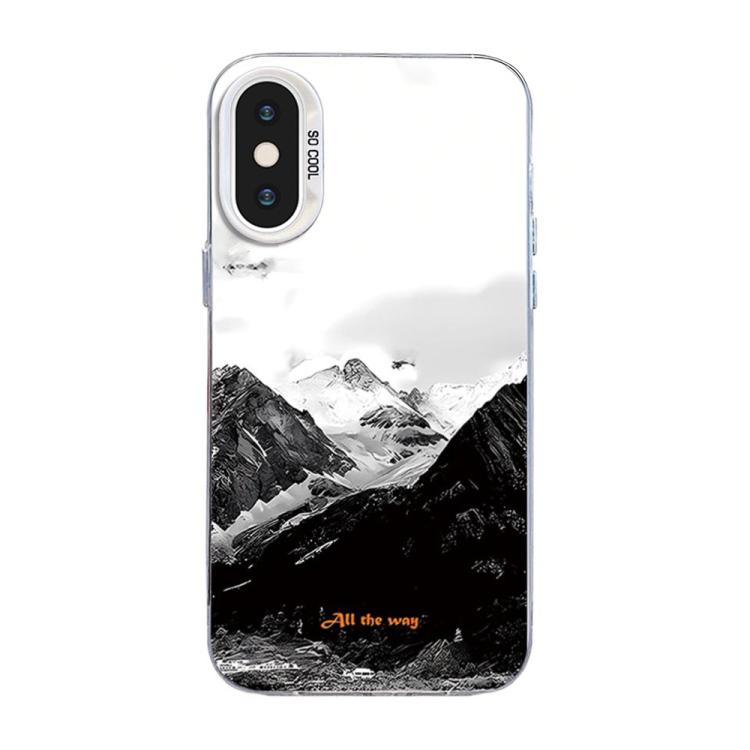 

For iPhone XS / X Mountain Pattern Color Silver PC Hybrid TPU Phone Case(Snow Mountain)