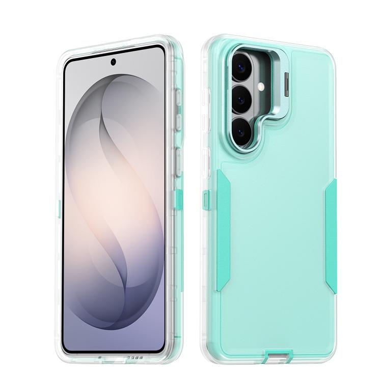 For Samsung Galaxy S26 5G Traveler Lens Frame Holder Phone Case(Semi-transparent Green)