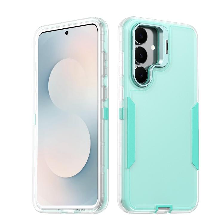 

For Samsung Galaxy S24 FE 5G Traveler Lens Frame Holder Phone Case(Semi-transparent Green)