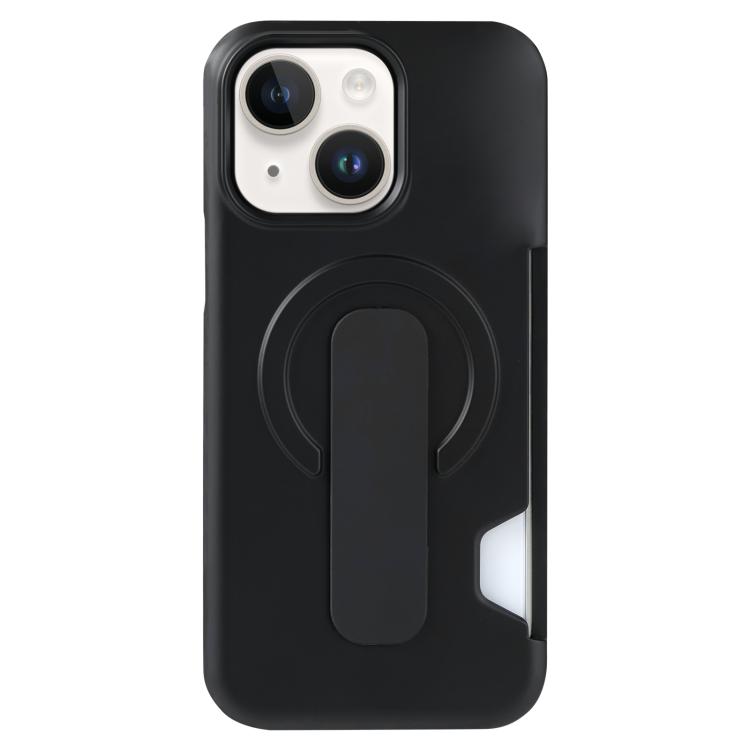 

For iPhone 13 Skin Feel Holder Card Slot Magnetic Phone Case(Black)