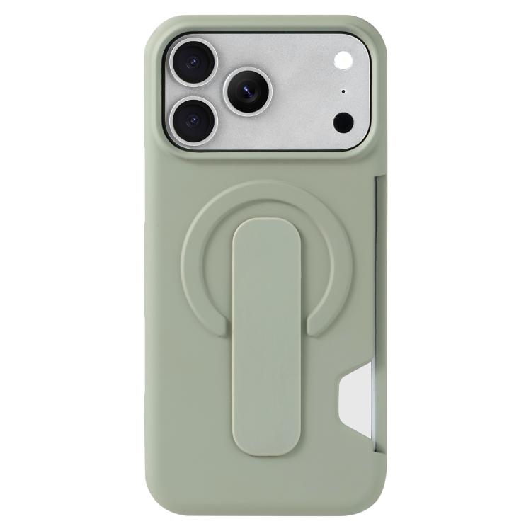 For iPhone 17 Pro Skin Feel Holder Card Slot Magnetic Phone Case(Green)