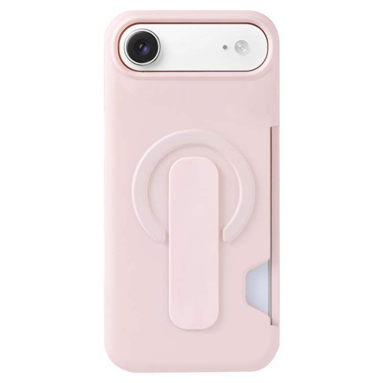 For iPhone Air Skin Feel Holder Card Slot Magnetic Phone Case(Pink)