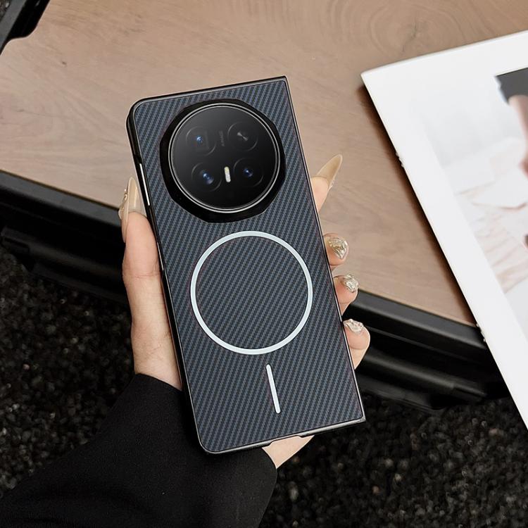 

For Honor Magic V6 Fiber Texture Fine Circle Magnetic Phone Case(Black)