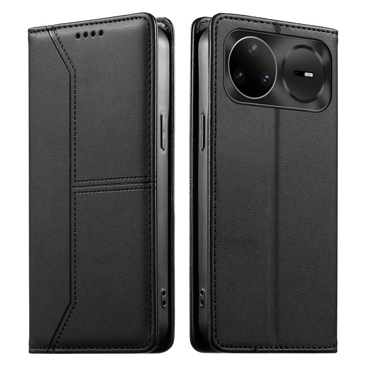 

For Huawei nova 15 Pro / nova 15 Ultra Stitched Line Magnetic RFID Vegan Leather Phone Case(Black)