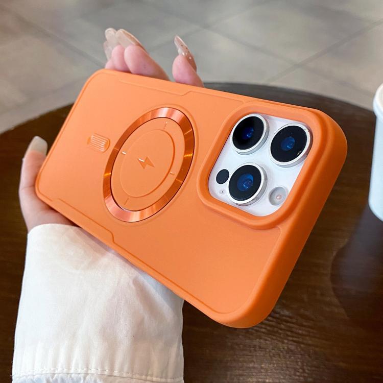 For iPhone 12 Pro Max Metal Magnetic Ring TPU Shockproof Phone Case(Orange)