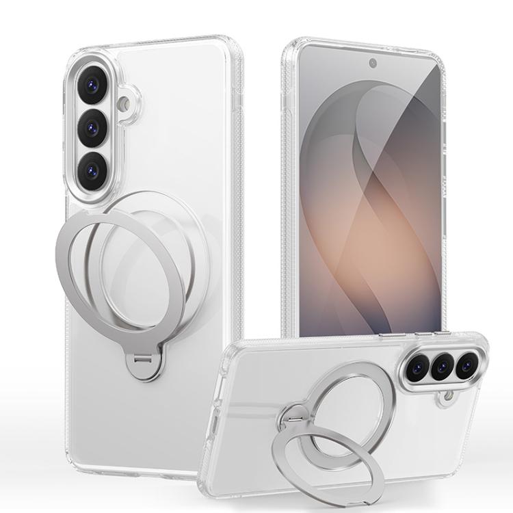 

For Samsung Galaxy S26+ 5G Gear-Style Stress Relief 360 Rotation Holder MagSafe Phone Case(Transparent)