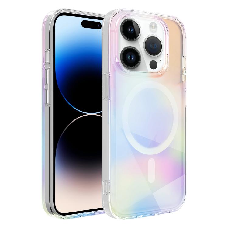 

For iPhone 14 Pro Max Neon Gradient Series Magnetic Phone Case(Pink)