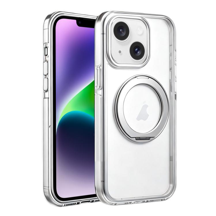 

For iPhone 14 Plus Stress Relief Holder Magnetic Phone Case(White Silver)