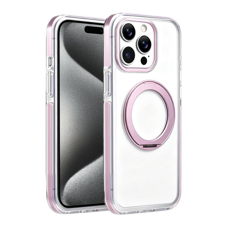 

For iPhone 15 Pro Max Stress Relief Holder Magnetic Phone Case(Pink)