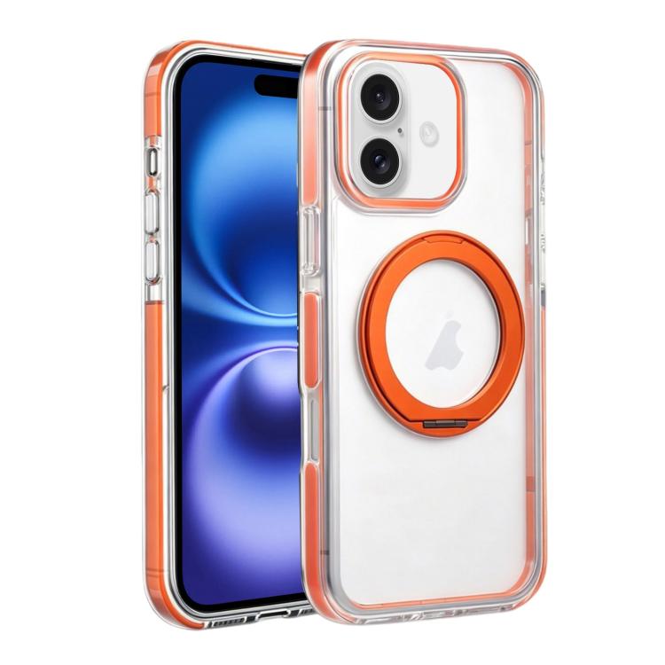For iPhone 16 Plus Stress Relief Holder Magnetic Phone Case(Orange)