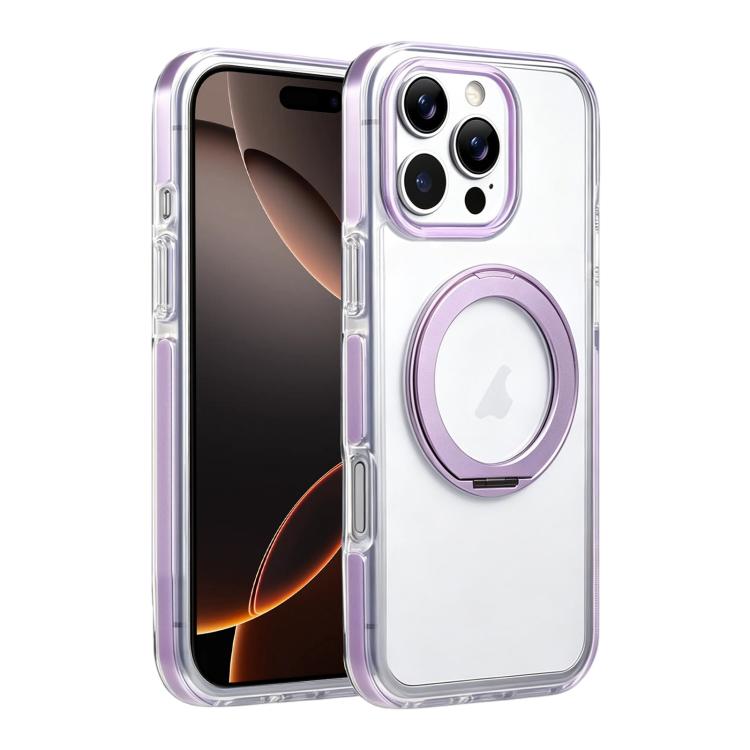 For iPhone 16 Pro Max Stress Relief Holder Magnetic Phone Case(Purple)