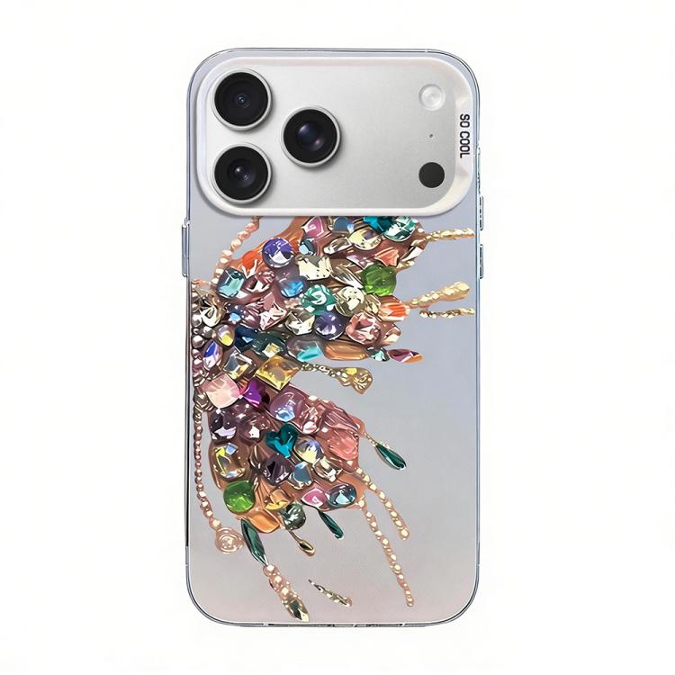 

For iPhone 17 Pro Butterfly Pattern Silver Plating PC Hybrid TPU Phone Case(Colorful Gems)