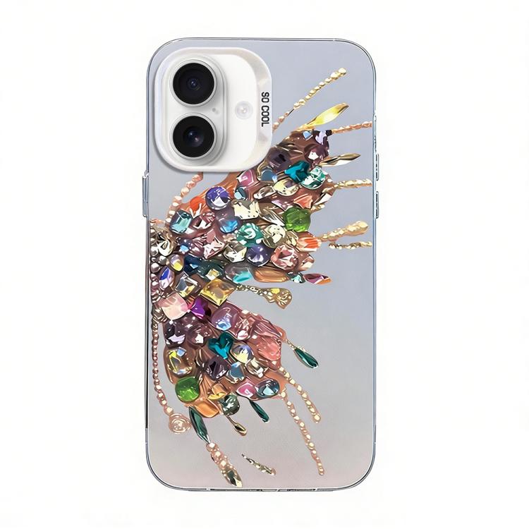 

For iPhone 16 Plus Butterfly Pattern Silver Plating PC Hybrid TPU Phone Case(Diamond Pink)