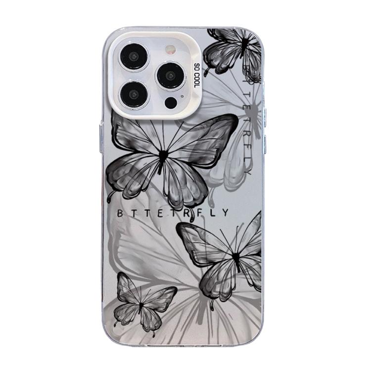 

For iPhone 13 Pro Butterfly Pattern Silver Plating PC Hybrid TPU Phone Case(Ink Shadow)