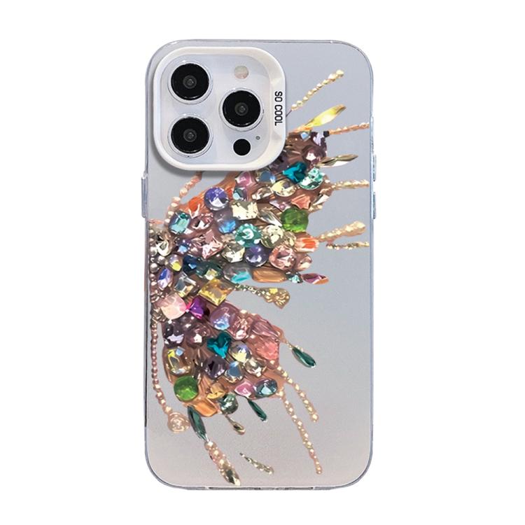 For iPhone 13 Pro Butterfly Pattern Silver Plating PC Hybrid TPU Phone Case(Colorful Gems)