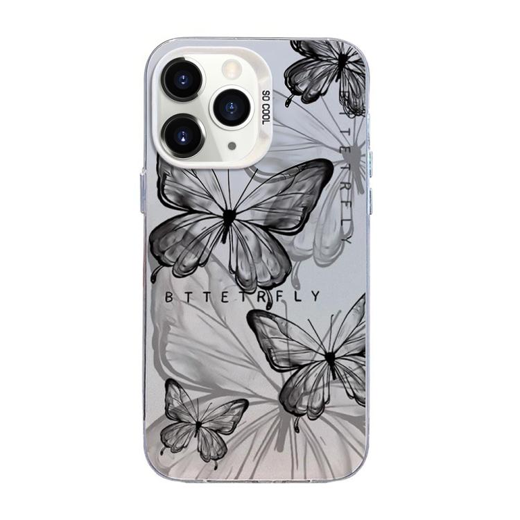 

For iPhone 11 Pro Max Butterfly Pattern Silver Plating PC Hybrid TPU Phone Case(Ink Shadow)