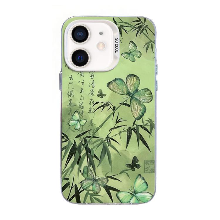 

For iPhone 11 Butterfly Pattern Silver Plating PC Hybrid TPU Phone Case(Bamboo Green)