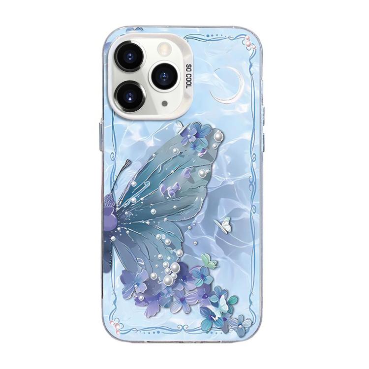 

For iPhone 11 Pro Butterfly Pattern Silver Plating PC Hybrid TPU Phone Case(Blue Purple)